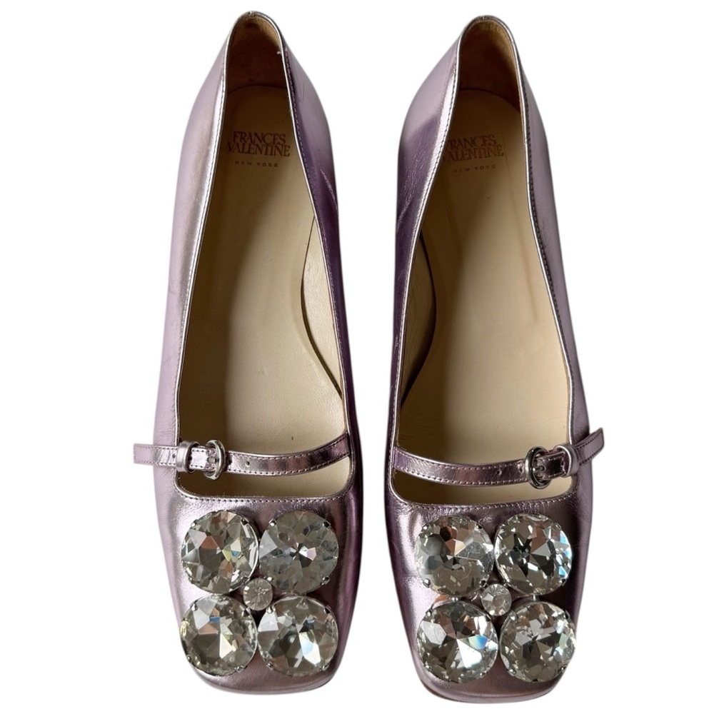 Frances Valentine Josephine Jeweled Metallic Mary Jane Flats | 6